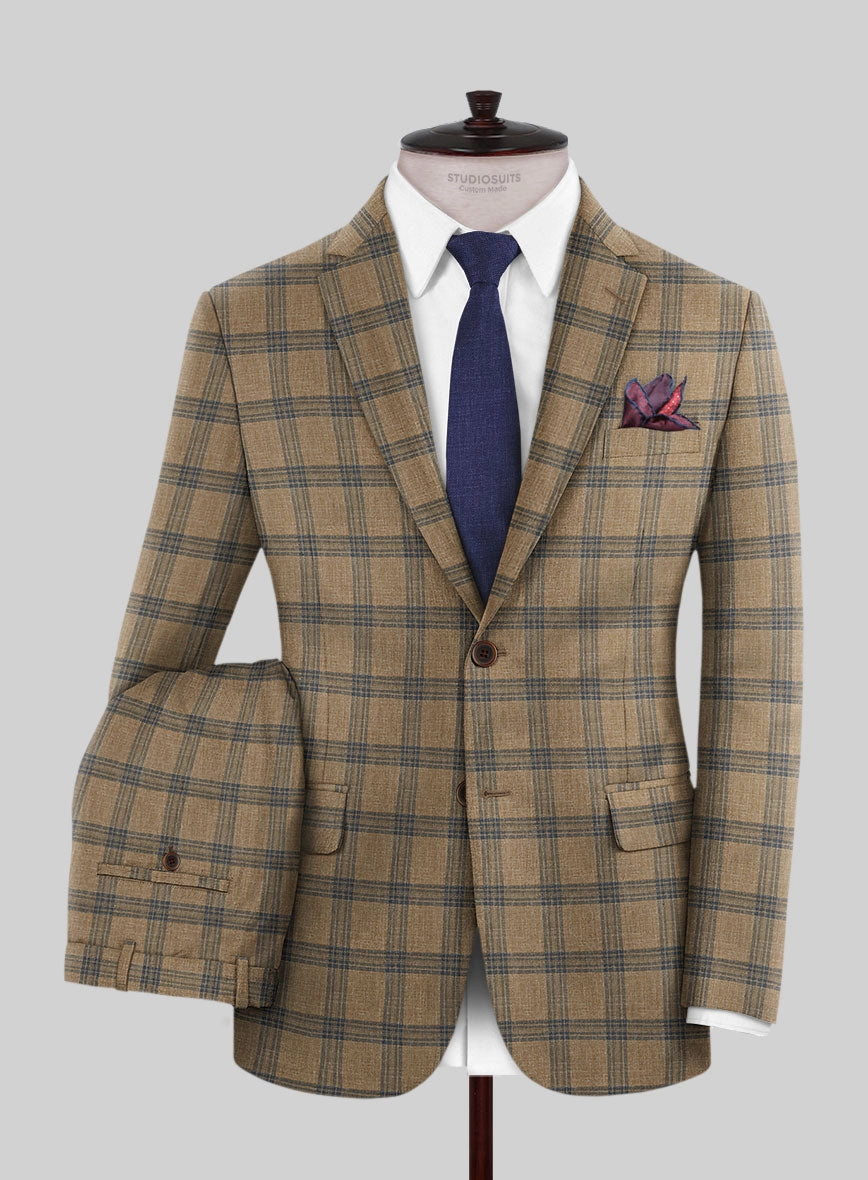 Italian Murano Vaier Brown Wool Linen Silk Suit