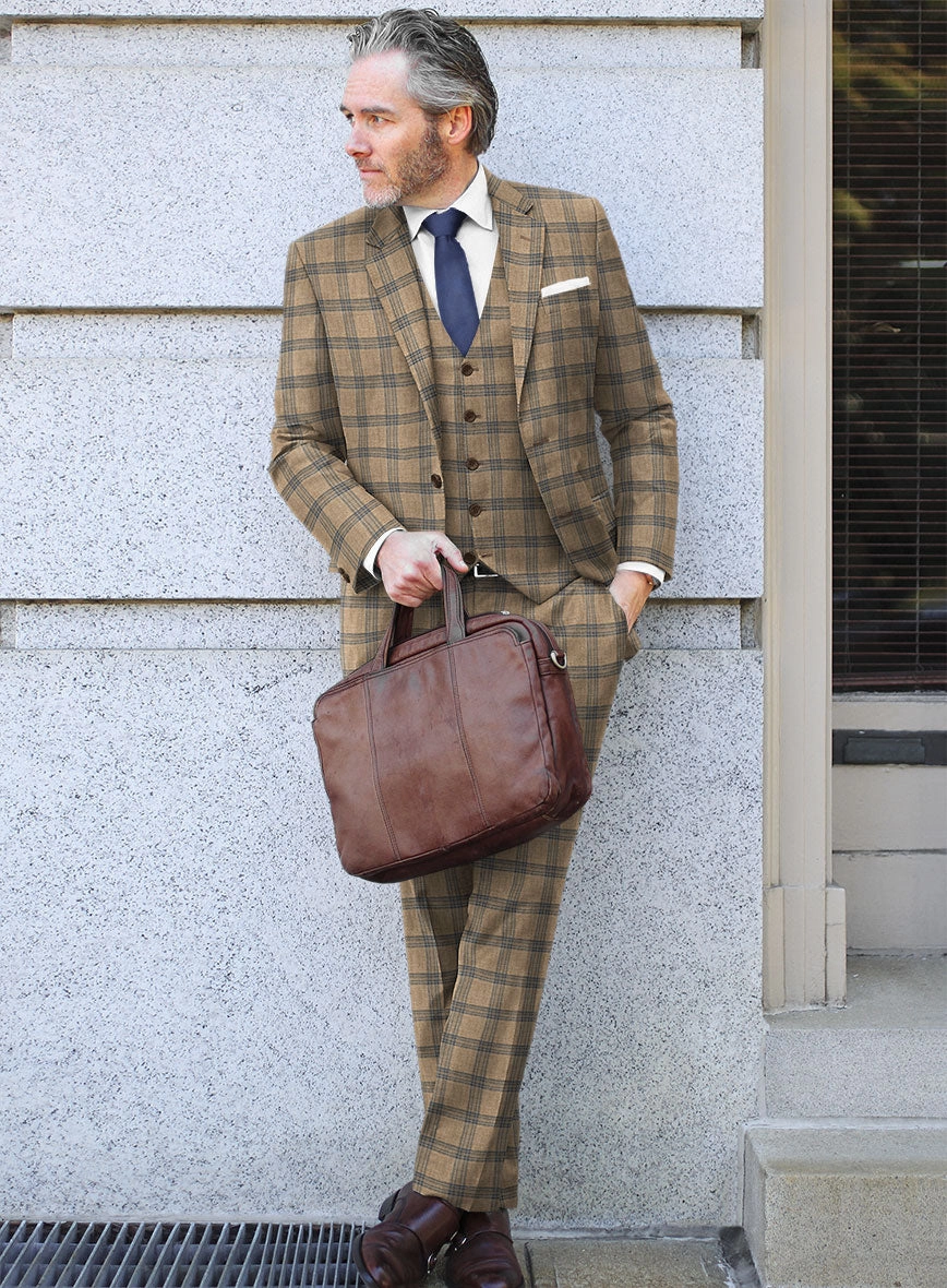 Italian Murano Vaier Brown Wool Linen Silk Suit