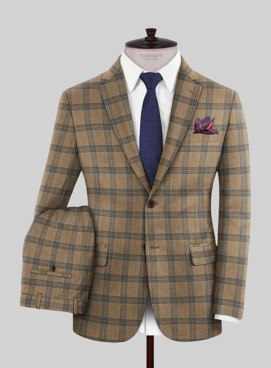Italian Murano Vaier Brown Wool Linen Silk Suit