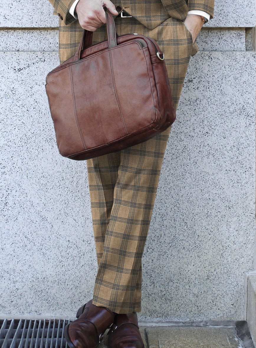 Italian Murano Vaier Brown Wool Linen Silk Suit