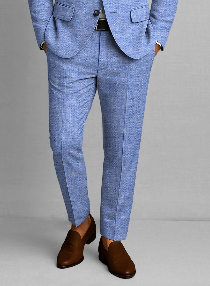Italian Nile Blue Linen Suit