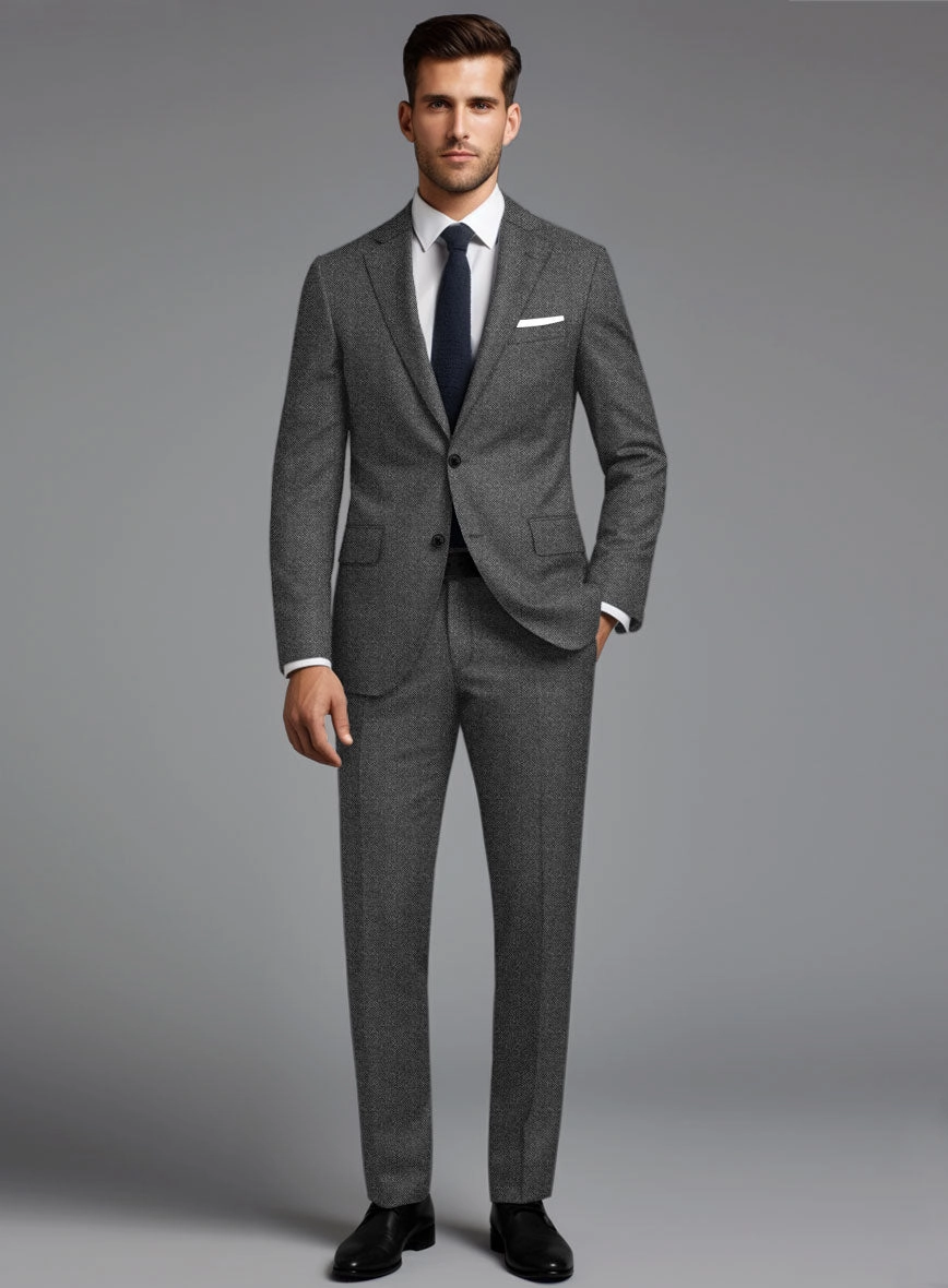 Italian Ombo Dark Gray Birdseye Flannel Suit