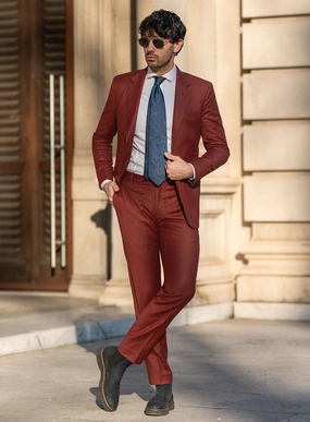 Italian Plicio Auburn Wool Suit