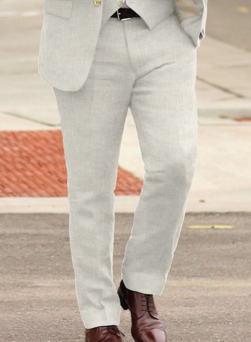 Italian Prato Beige Sharkskin Linen Suit