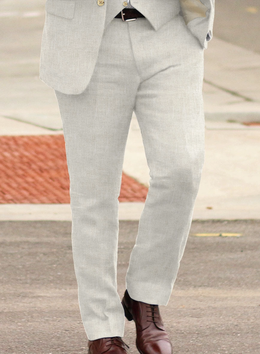 Italian Prato Beige Sharkskin Linen Suit