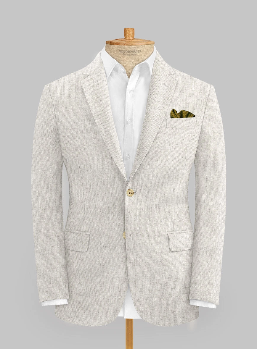 Italian Prato Beige Sharkskin Linen Suit