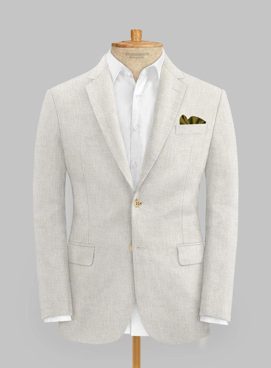 Italian Prato Beige Sharkskin Linen Suit