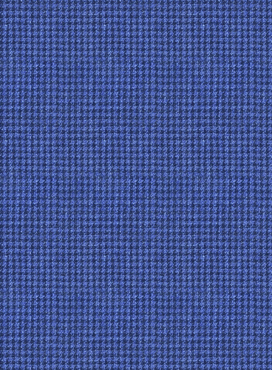 Italian Prato Blue Houndstooth Linen Suit