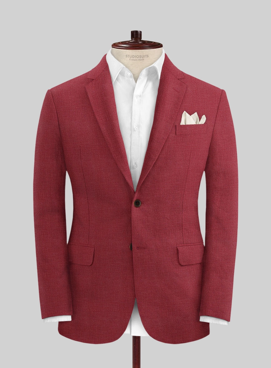 Italian Prato Burgundy Linen Suit