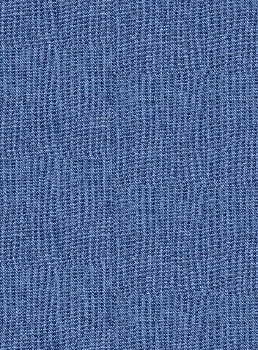 Italian Prato Sharkskin Blue Linen Suit