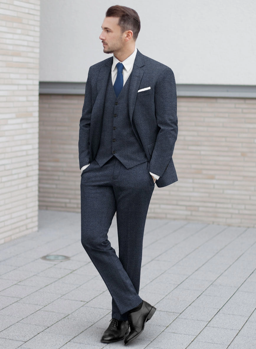 Italian Quelo Indigo Blue Twill Flannel Suit