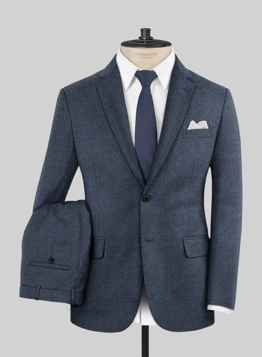 Italian Quelo Indigo Blue Twill Flannel Suit