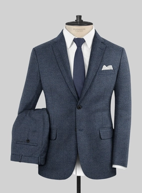 Italian Quelo Indigo Blue Twill Flannel Suit