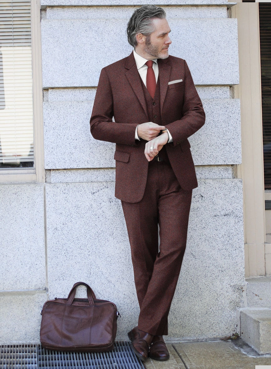 Italian Quelo Wine Twill Flannel Suit