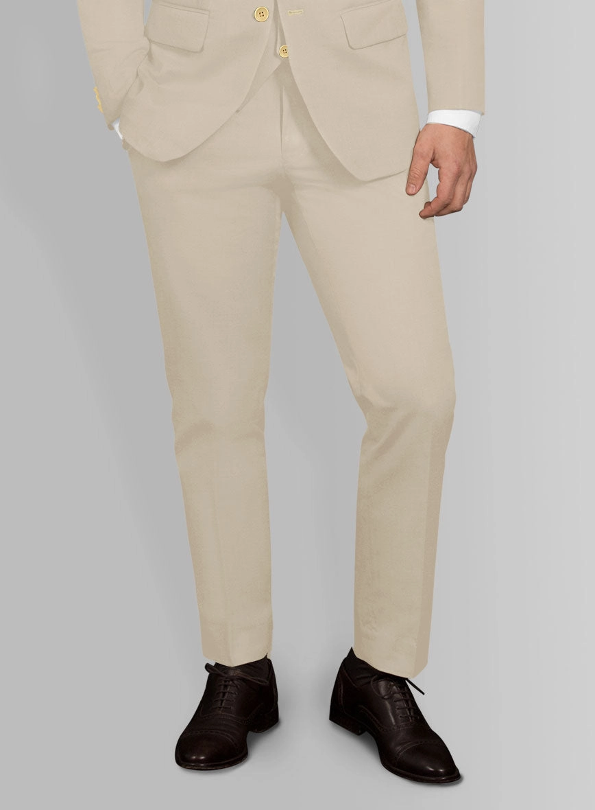 Italian Sand Beige Cotton Stretch Suit