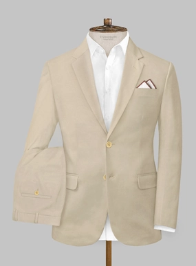 Italian Sand Beige Cotton Stretch Suit