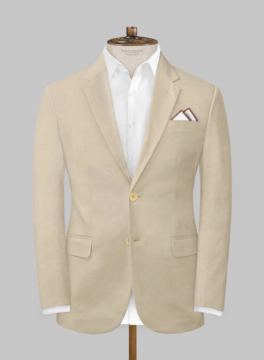 Italian Sand Beige Cotton Stretch Suit