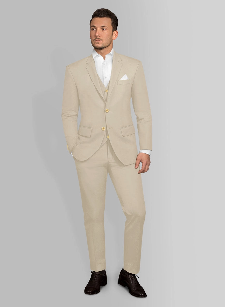 Italian Sand Beige Cotton Stretch Suit