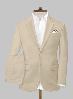Italian Sand Beige Cotton Stretch Suit