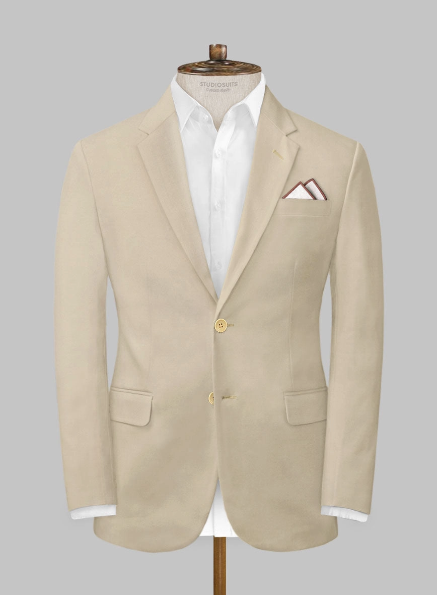 Italian Sand Beige Cotton Stretch Suit