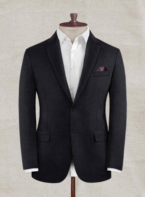 Italian Tela Black Wool Linen Suit