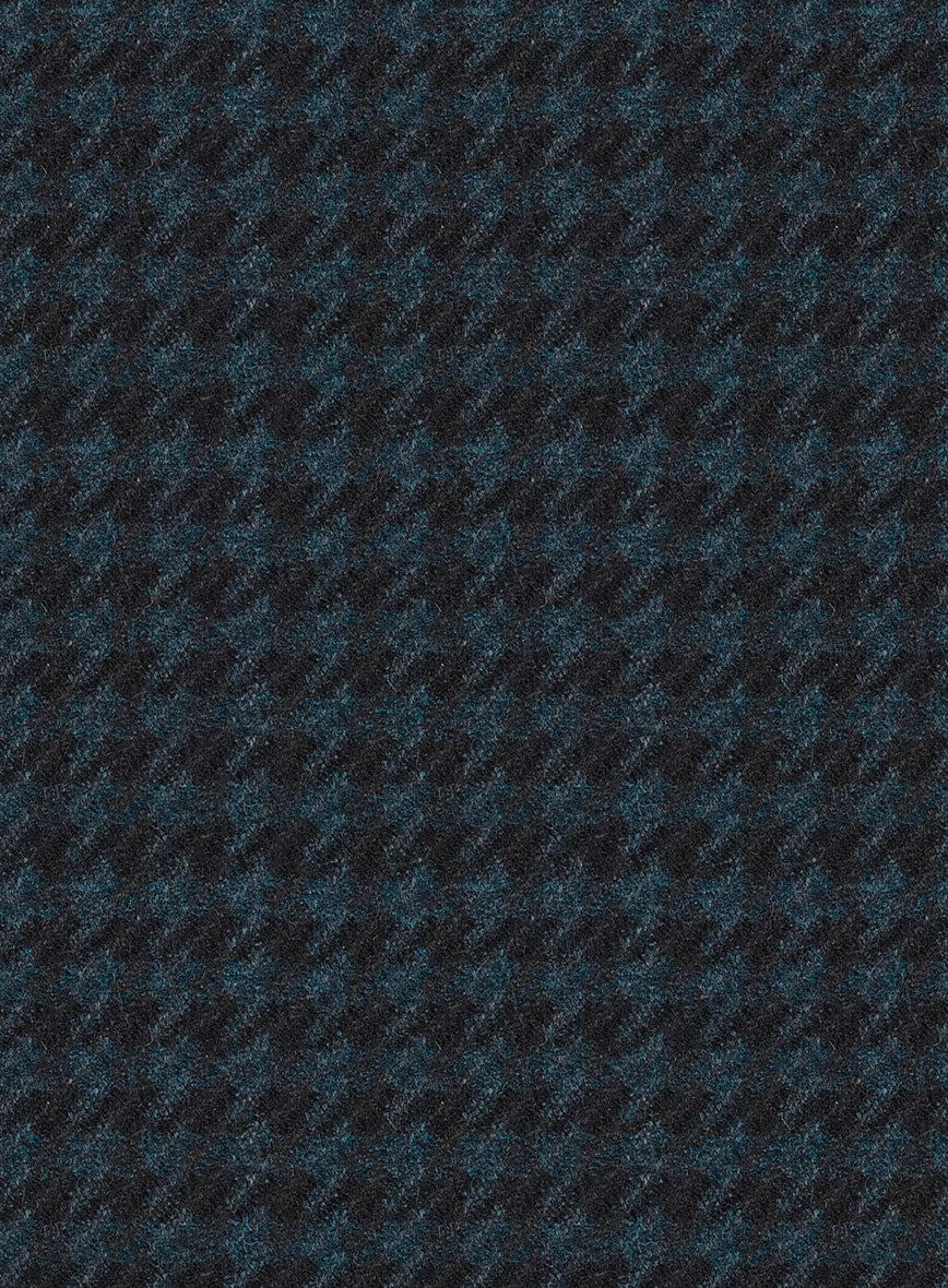 Italian Timas Teal Blue Houndstooth Flannel Suit