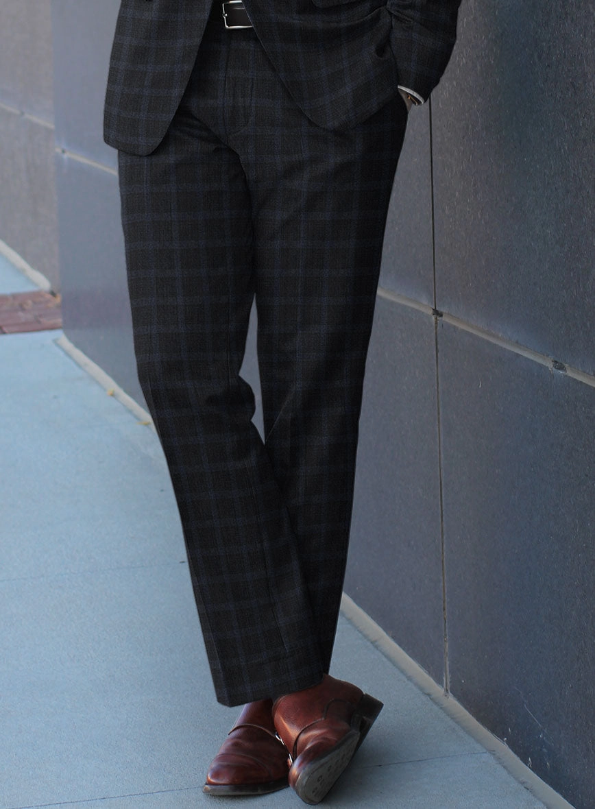 Italian Trek Dark Blue Checks Flannel Suit