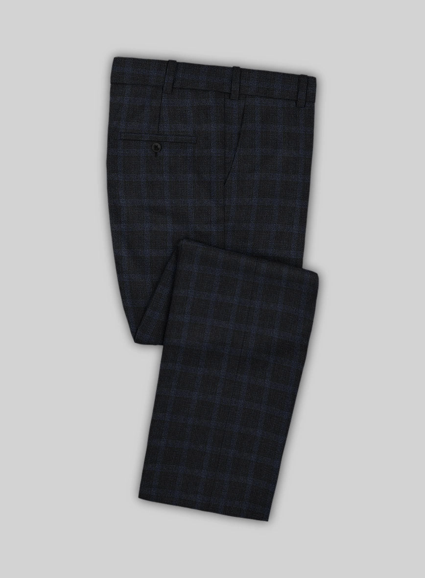 Italian Trek Dark Blue Checks Flannel Suit