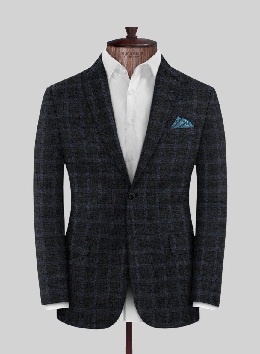 Italian Trek Dark Blue Checks Flannel Suit