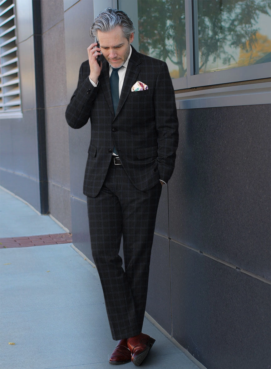 Italian Trek Dark Blue Checks Flannel Suit
