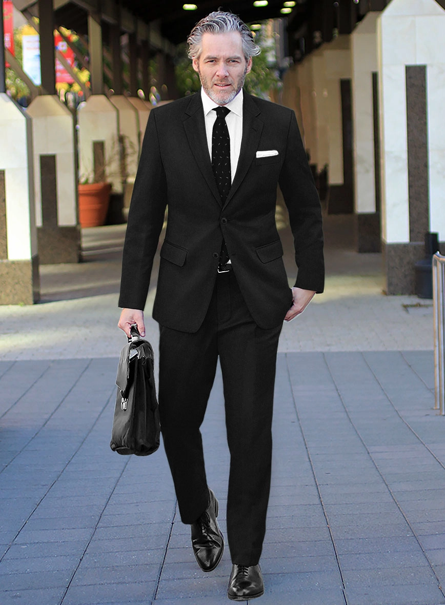 Italian Turna Black Flannel Suit