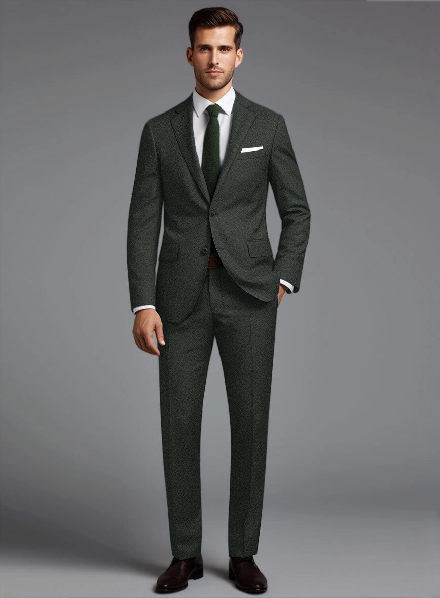 Italian Turna Dark Green Flannel Suit