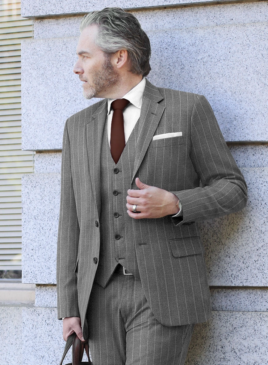 Italian Uben Gray Chalkstripe Flannel Suit