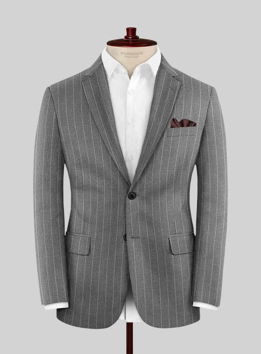 Italian Uben Gray Chalkstripe Flannel Suit