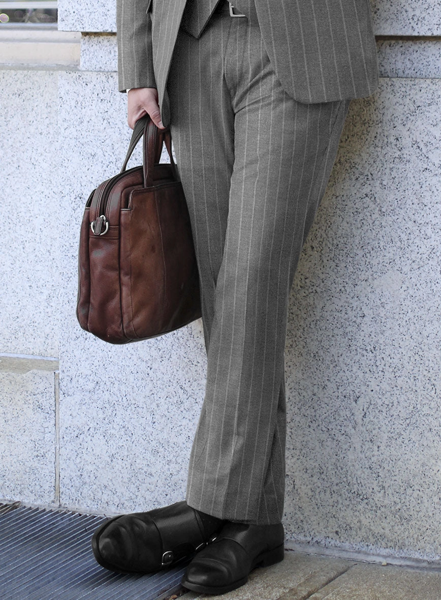 Italian Uben Gray Chalkstripe Flannel Suit