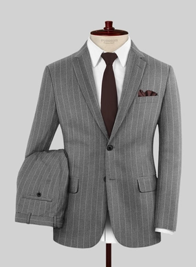 Italian Uben Gray Chalkstripe Flannel Suit