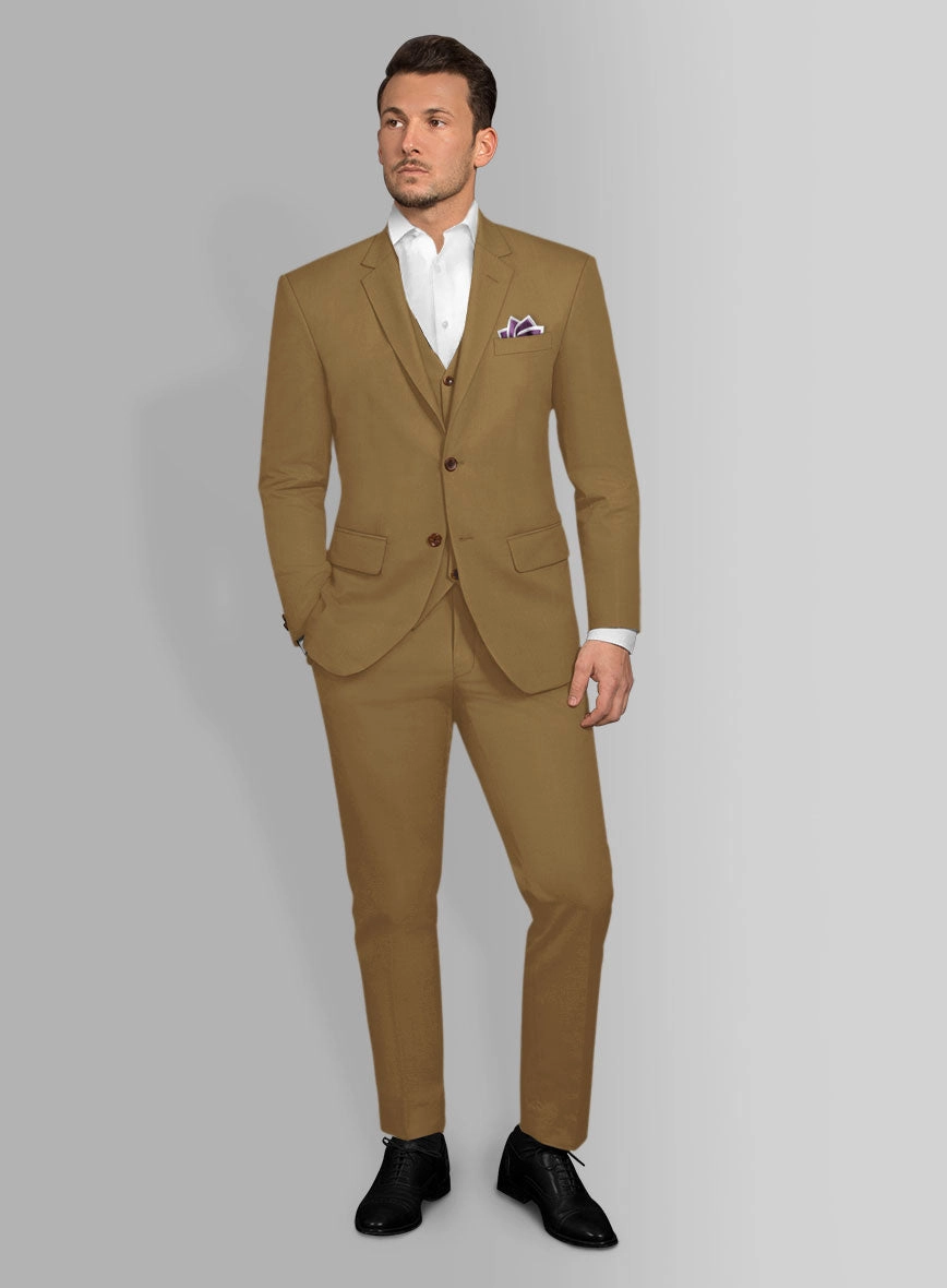 Italian Walnut Brown Cotton Stretch Suit