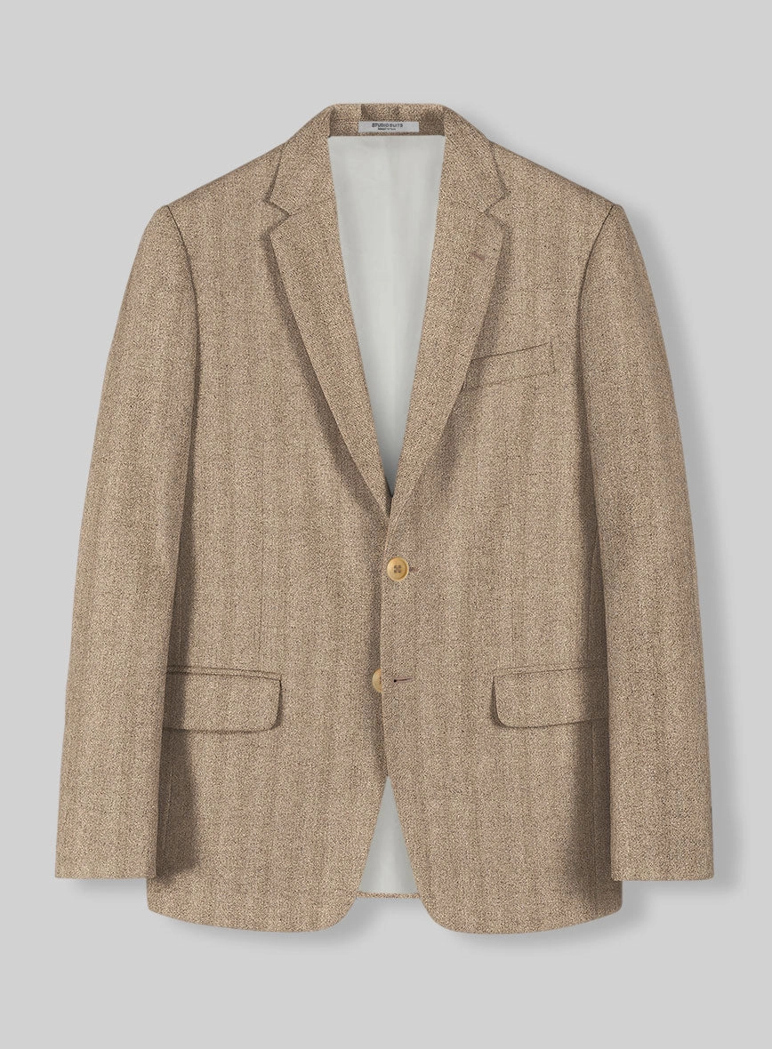 Italian Wide Herringbone Beige Tweed Suit