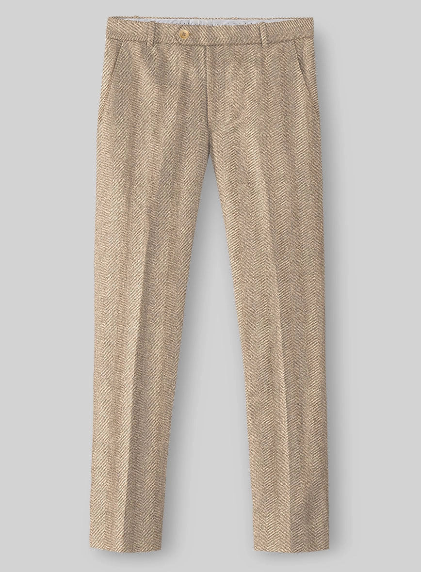 Italian Wide Herringbone Beige Tweed Suit