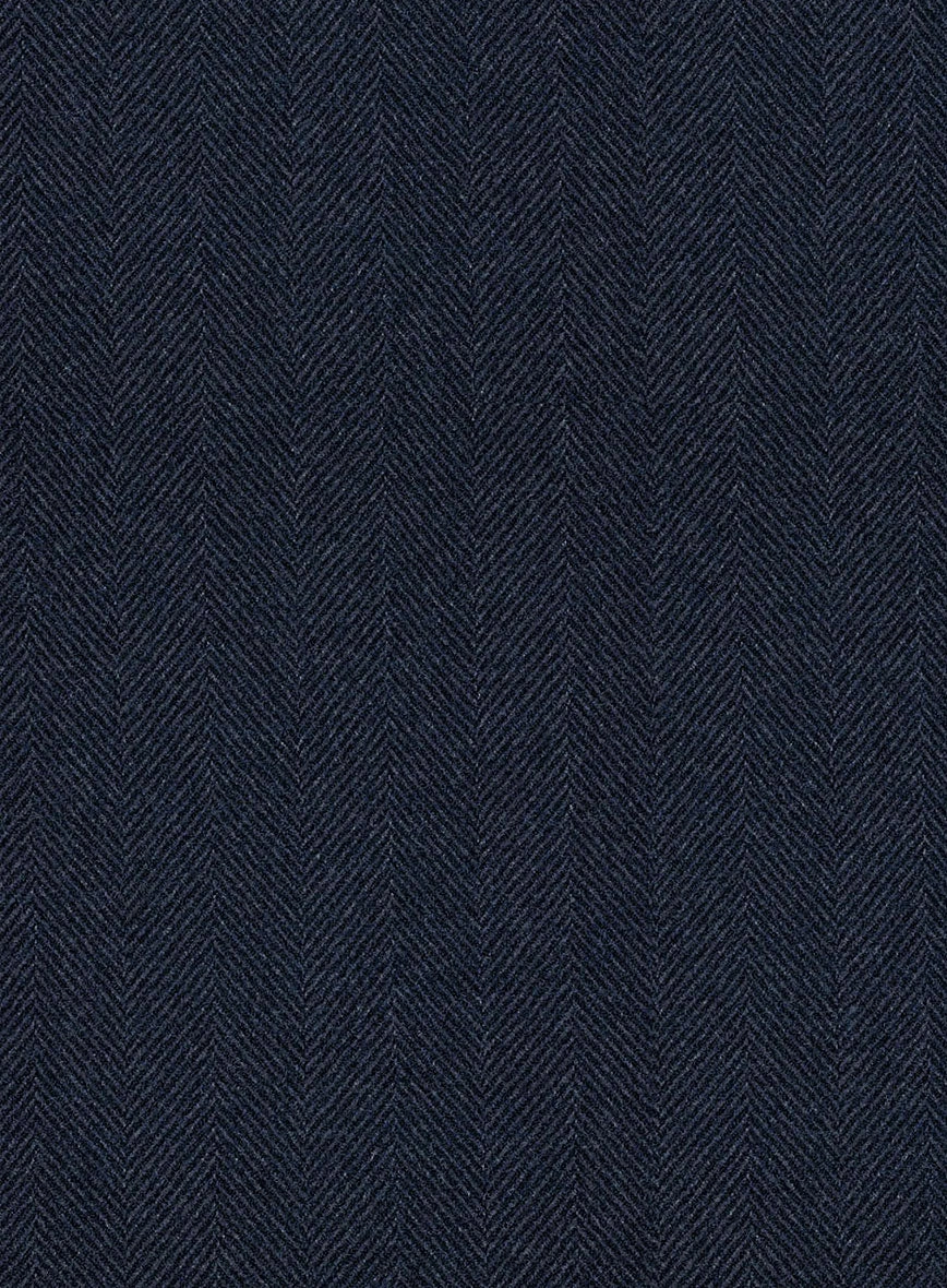 Italian Wide Herringbone Blue Tweed Suit