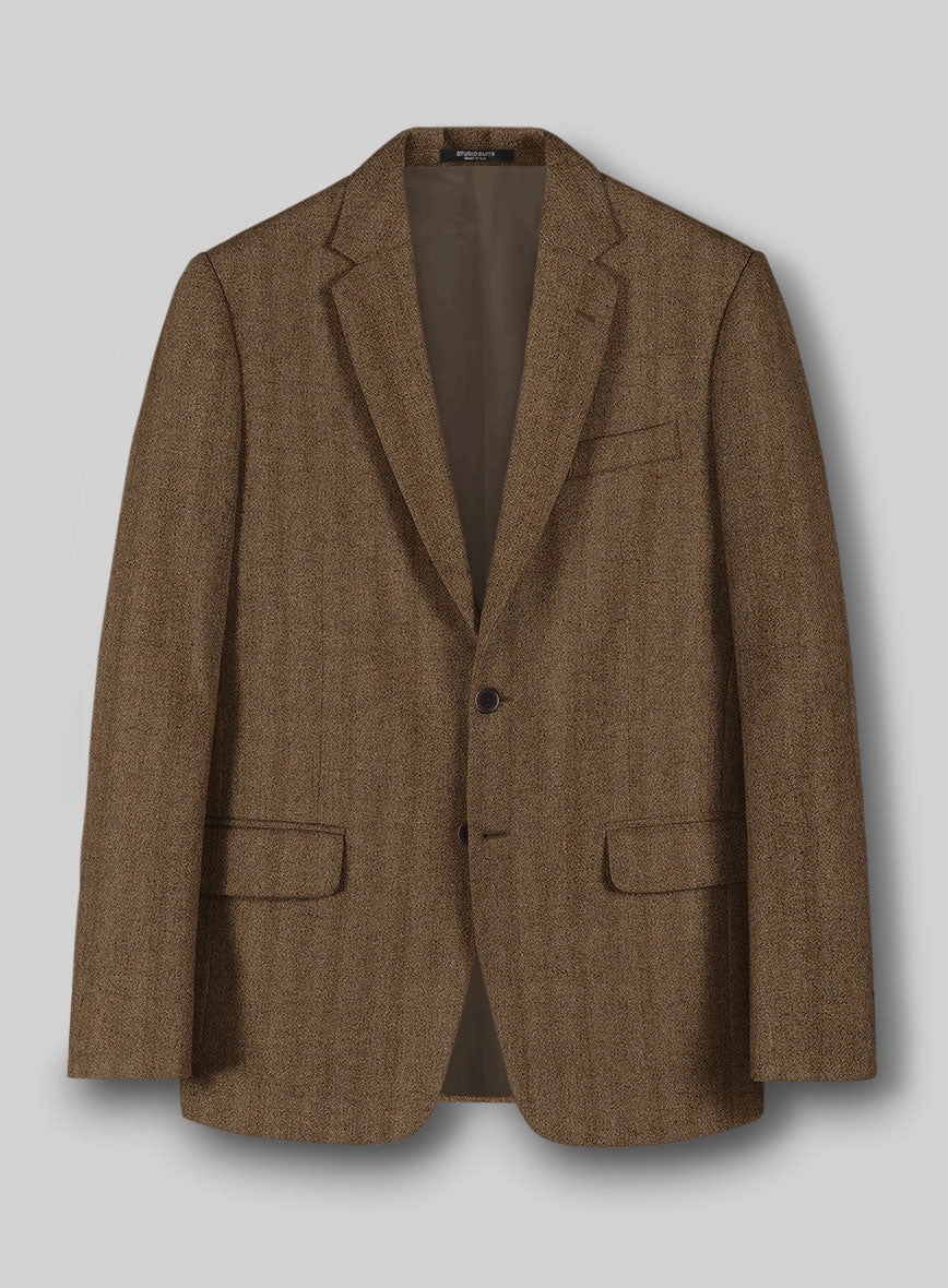 Italian Wide Herringbone Brown Tweed Suit