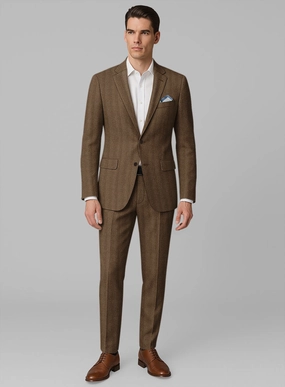 Italian Wide Herringbone Brown Tweed Suit