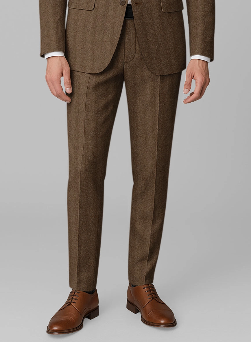 Italian Wide Herringbone Brown Tweed Suit