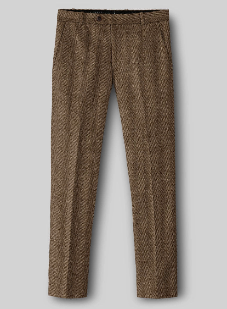 Italian Wide Herringbone Brown Tweed Suit