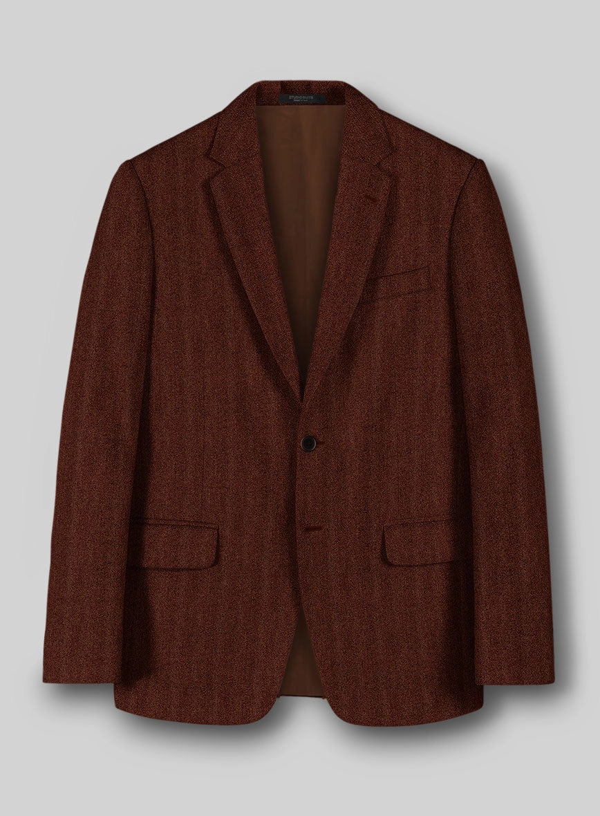 Italian Wide Herringbone Brunette Tweed Suit