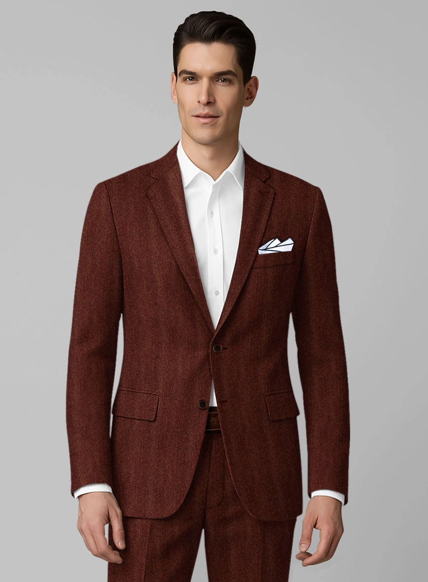 Italian Wide Herringbone Brunette Tweed Suit