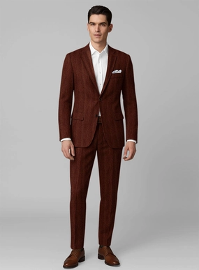 Italian Wide Herringbone Brunette Tweed Suit