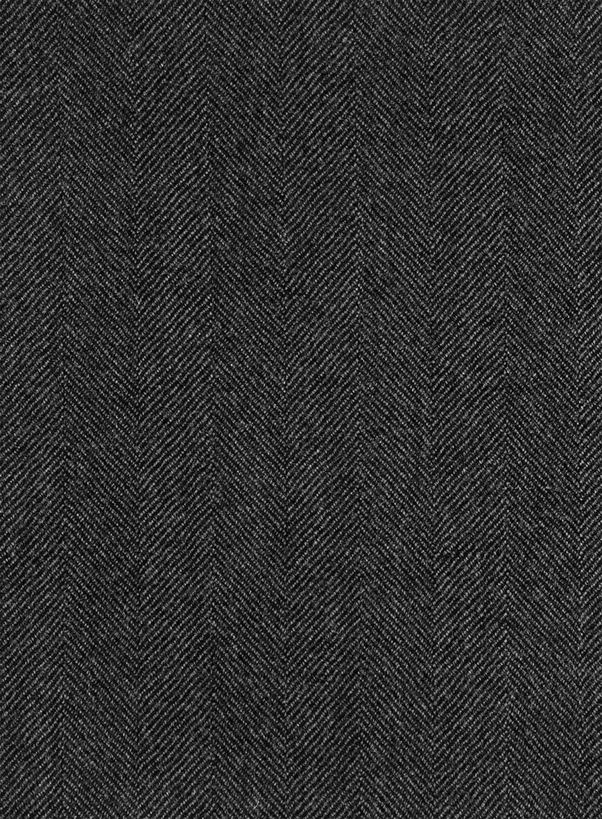 Italian Wide Herringbone Charcoal Tweed Suit