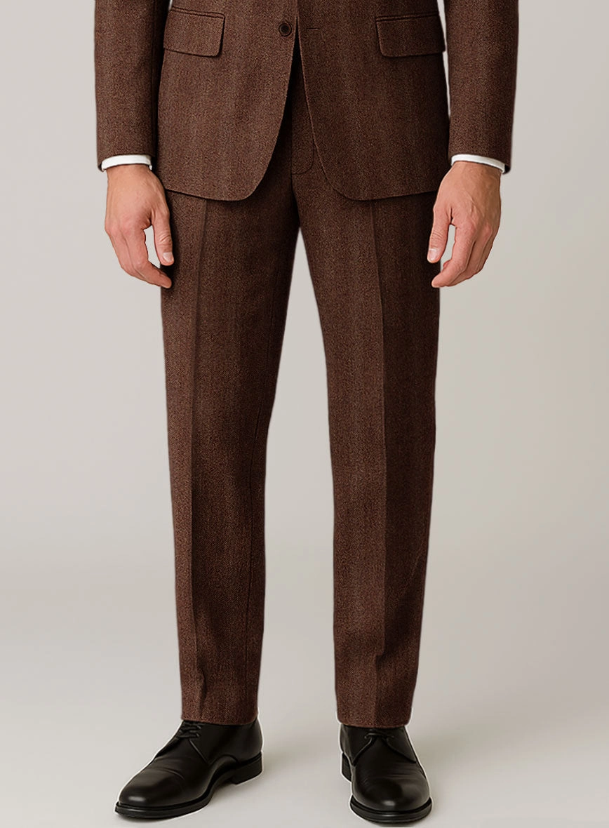 Italian Wide Herringbone Rust Tweed Suit