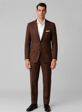 Italian Wide Herringbone Rust Tweed Suit